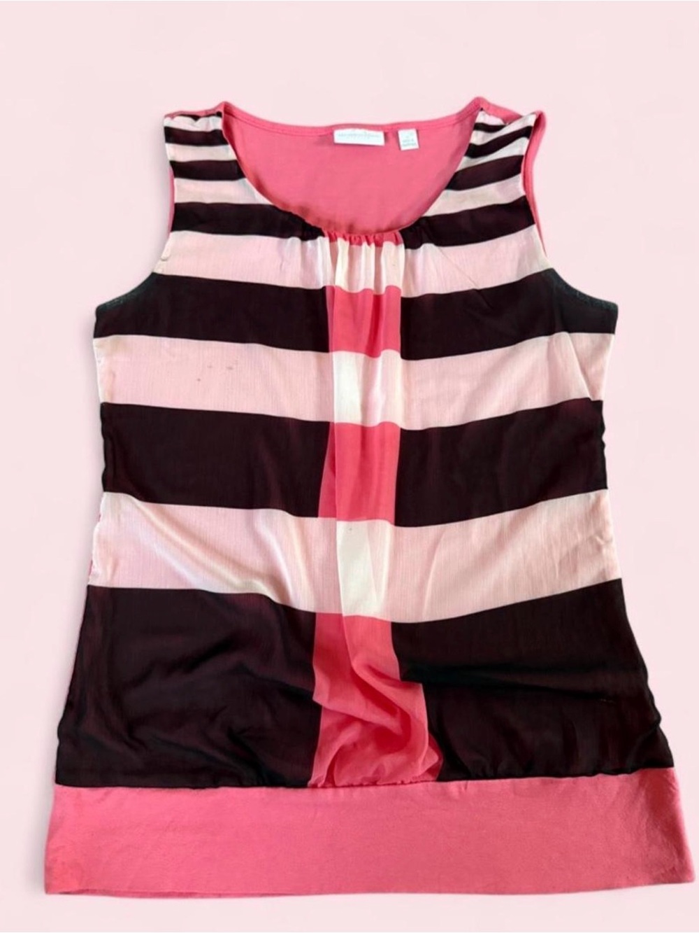 New York & Company Pink White Black Striped Tank Top Women’s Size Small